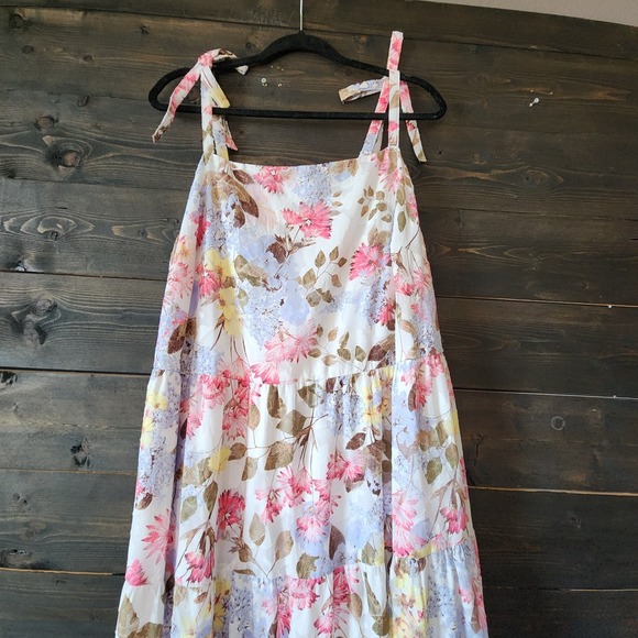 Lane Bryant Tiered Maxi Dress Size 18 Adjust Straps Long Floral Spring Wedding - Picture 5 of 13